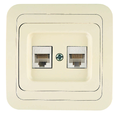 Розетка компьютерная 2-м СП Mimoza 16А IP20 крем./крем. Makel 25036