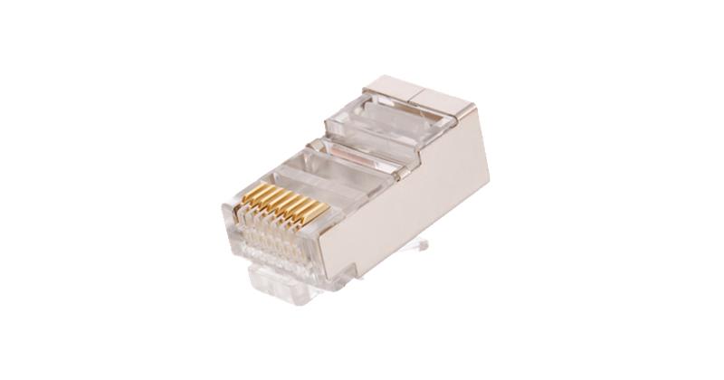 Коннектор RJ45 (8P8C) под витую пару кат.5E (класс D) экранир. 100МГц покрытие 3мкд универс. ножи для проводников 0.47-0.51мм (уп.100шт) NETLAN EC-UP8P8C-SD-003-TR-100