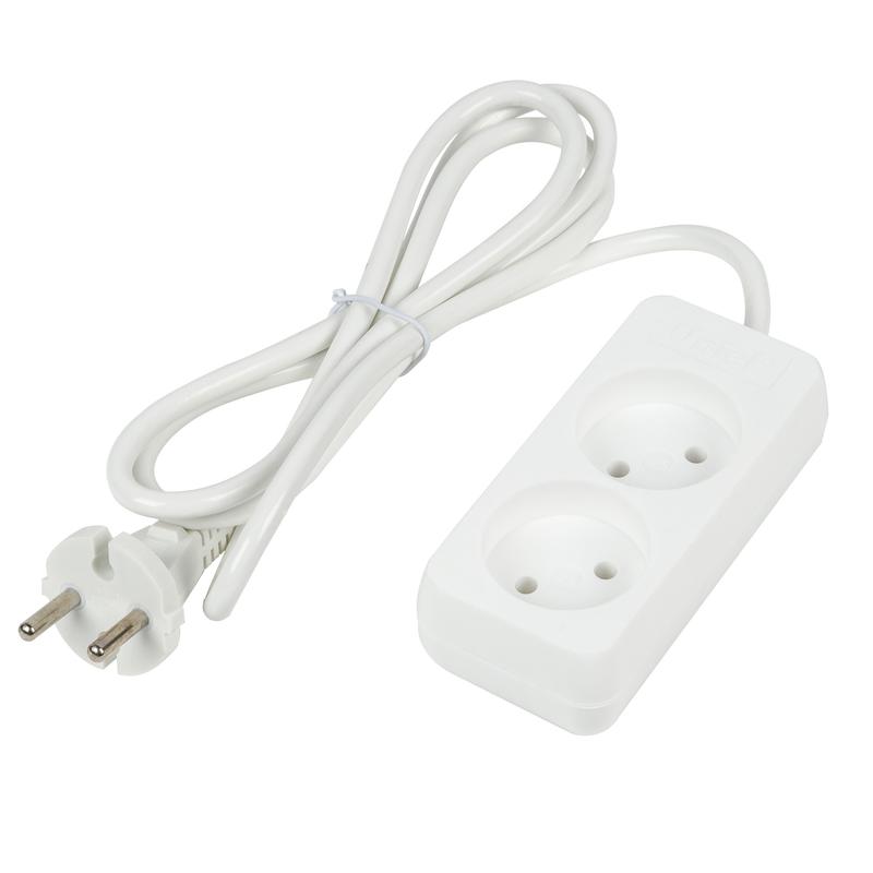 Удлинитель 2х1.5м без заземл. 10А Ultra S-CU2-1.5 WHITE бел. Uniel UL-00009975