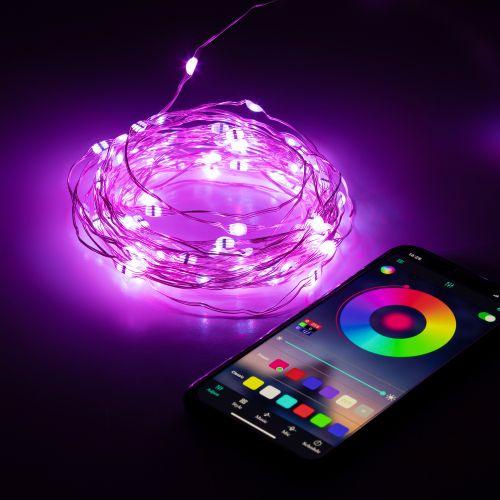 Гирлянда светодиодная "Нить" 5м RGB 220В с пультом таймер музыка управл. через мобил. прилож. Эра Б0055994