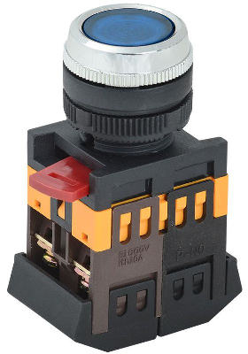 Кнопка ABLFS-22 d22мм 1НО+1НЗ 240В неон син. GENERICA BBT30-ABLFS-K07